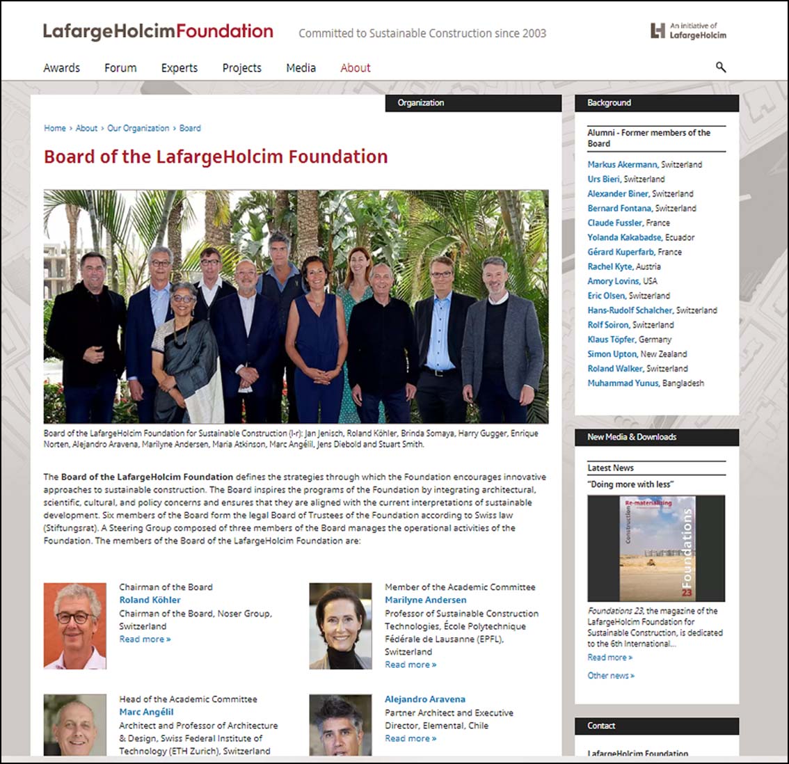 Board of the LafargeHolcim Foundation, Lafarge Holcim Foundation - November 2018